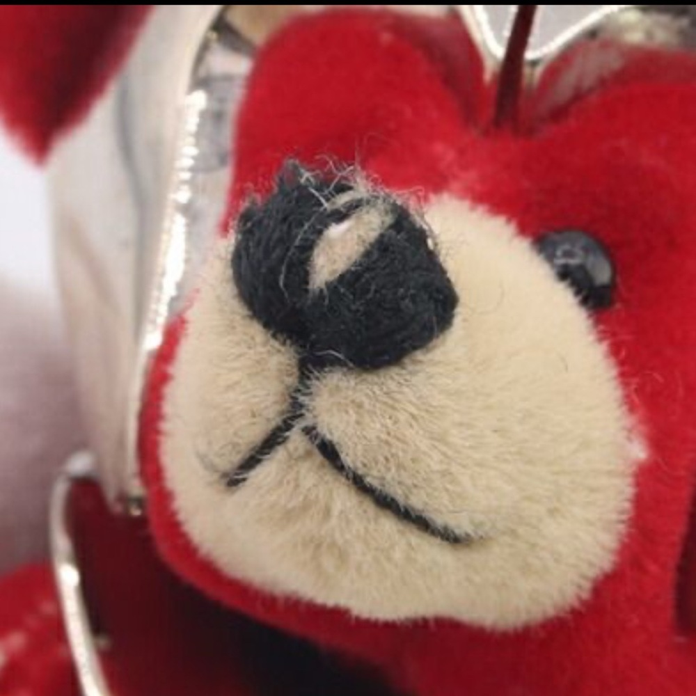 Prada Bear Robot Metallic Charm Keychain Red and Silver Teddy w/Box Red Crystals - Picture 10 of 13